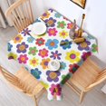 thumbnail image 2 of Pioneer Flower Floral Print Pattern Square Tablecloth, Waterproof Wipeable Spillproof Washable Table Cover for Home Kitchen Party Decor, 52"x52", 2 of 6
