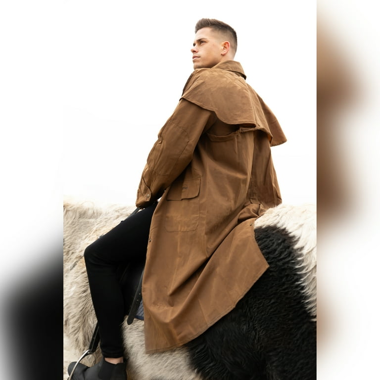 RESISTANCE Unisex Lightweight Western Oilskin Waterproof Long Duster Coat  Workwear