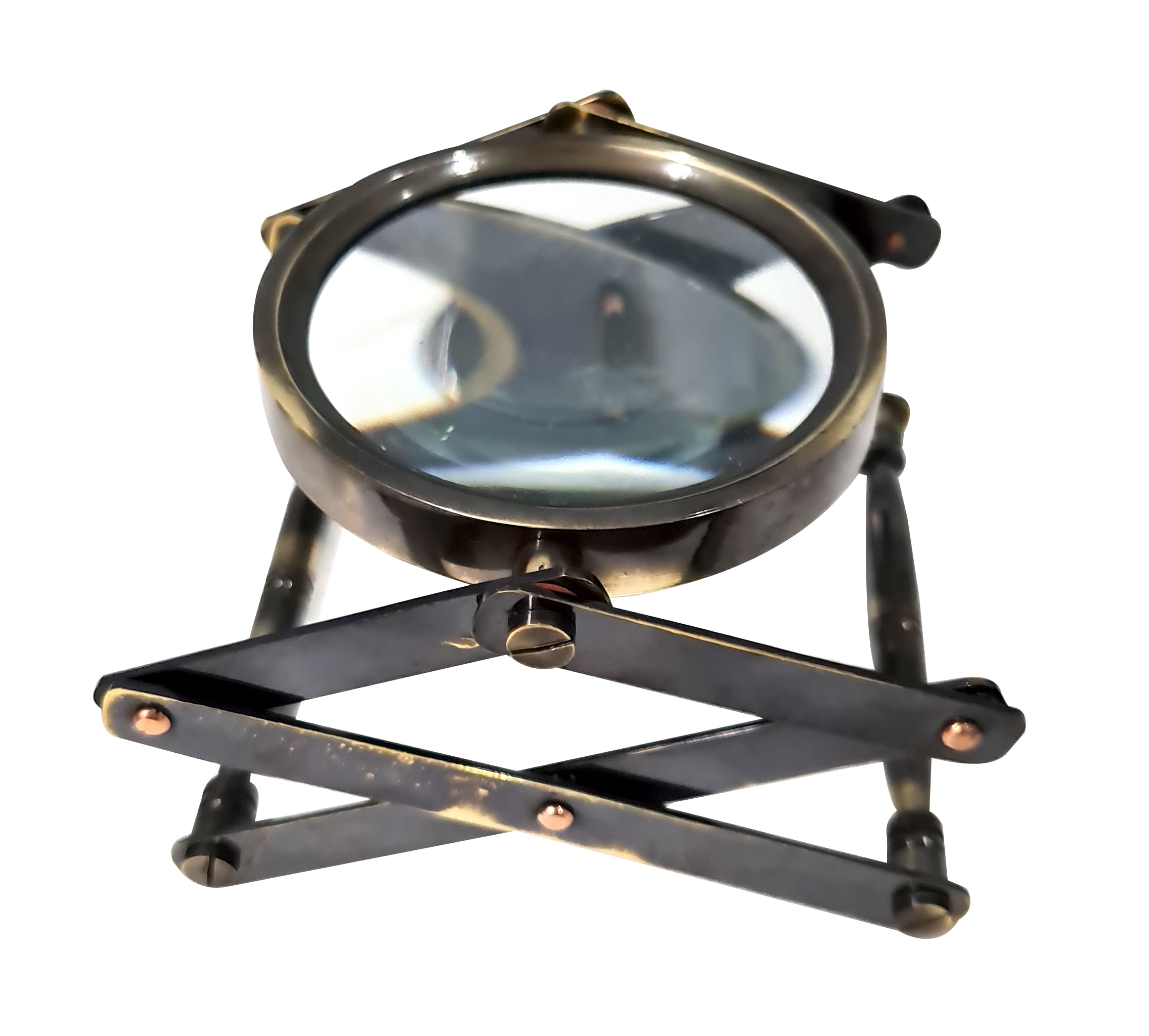 Brass Magnifying Glass Antique Office Desktop Décor Nautical Vintage Style Desk Top Channer Magnifier Newspaper, map, Book Reader Instrument Unique Design Magnifier