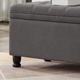 thumbnail image 3 of GZXS Upholstered Tufted Storage Bench in Dark Gray Linen Fabric, Entryway Shoe Bench with Solid Wood Spindle Legs & Hidden Storage - 45"L x 18"W x 18"H, 3 of 6