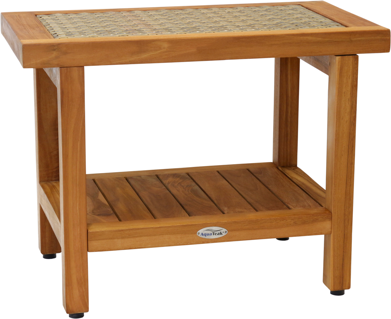 24" Spa™ Fusion Teak Shower Bench with Shelf (Natural Weave)