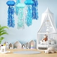 thumbnail image 7 of 6 Pack Jelly Fish Paper Lanterns, Hanging Gradient Blue Paper Lanterns for Birthday Mermaid Theme Under The Sea Ocean Party Baby Shower Kids Room Decorations, 7 of 7