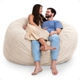 thumbnail image 1 of Ultimate Sack 6000 6-Foot Bean Bag Chair Oversized Foam Lounger, Ivory Fur Cover, 1 of 7
