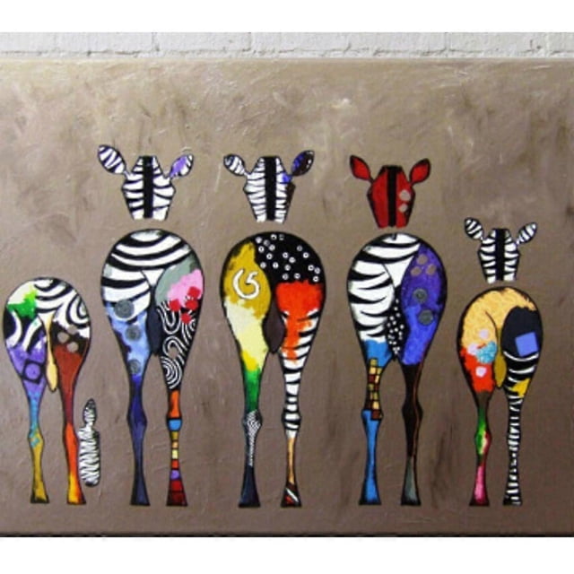 Colorful Zebra Room Wall Art Decals Printed On Canvas Frameless Painting Decor
