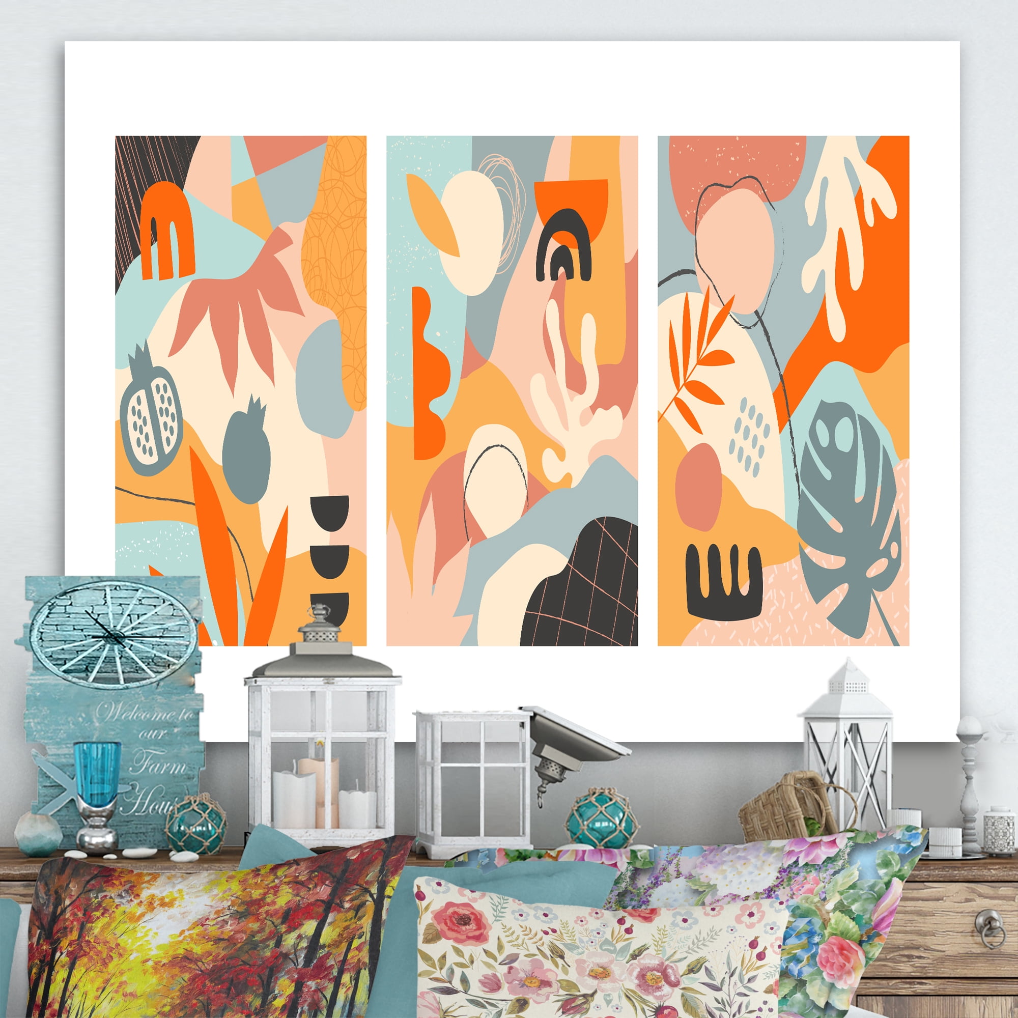 Composition Minimalistic of Organic Shapes VII 40 in x 30 in Painting Canvas Art Print, by Designart