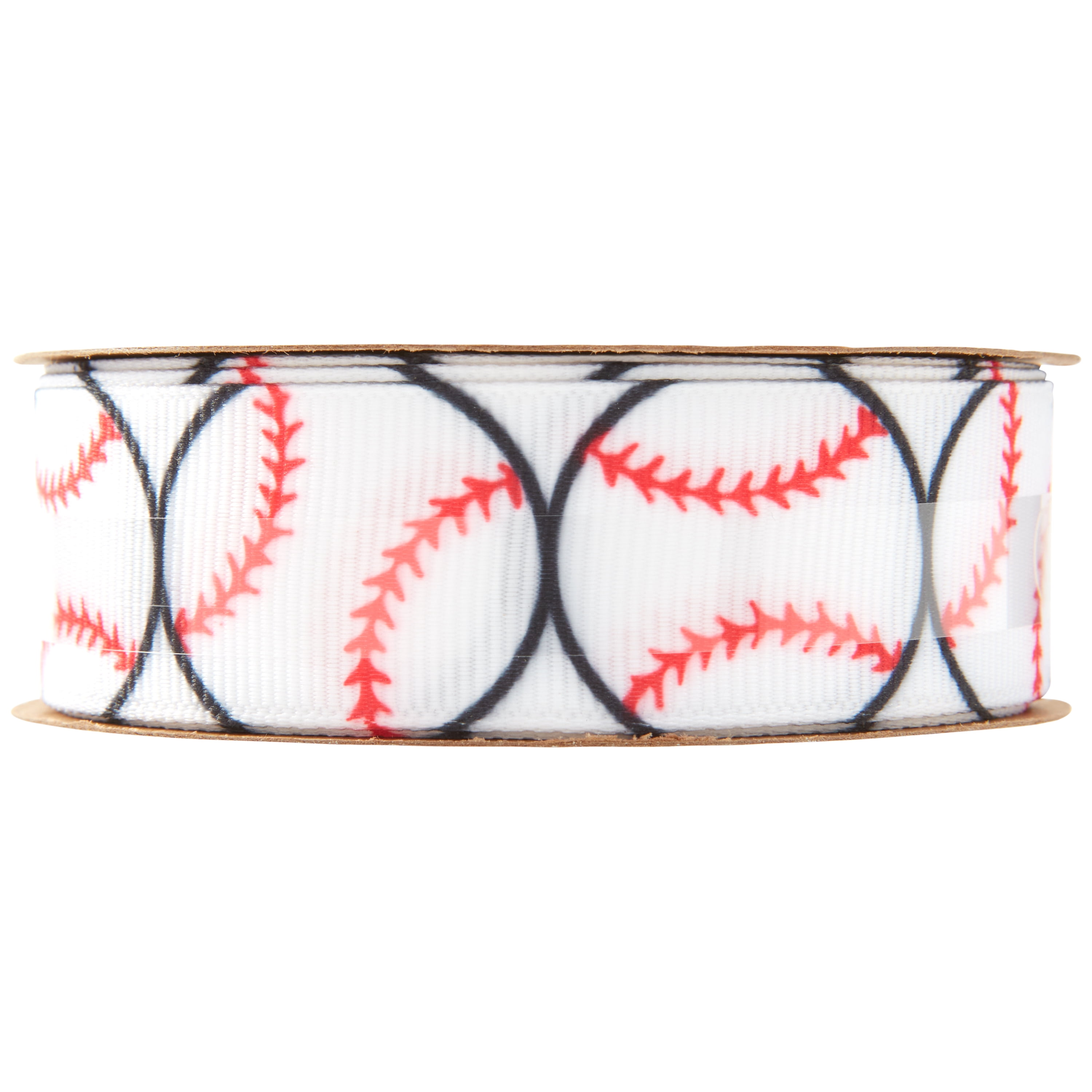 (4 pack) Offray Ribbon, Black White Red 7/8 inch Baseball Grosgrain Ribbon, 9 feet