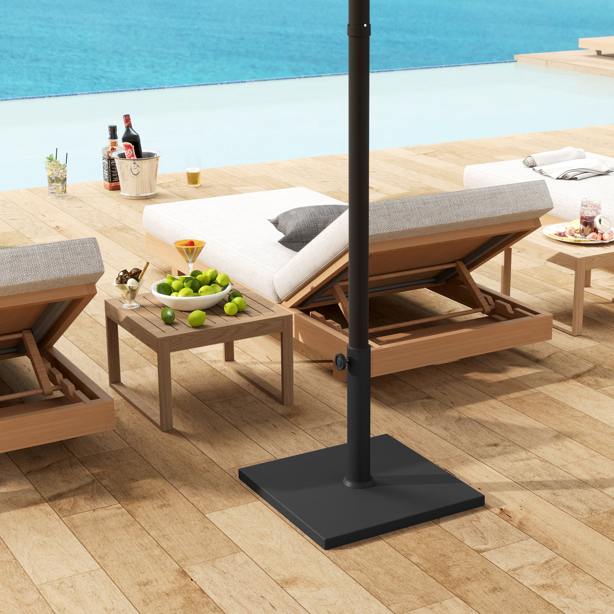Outsunny Patio Umbrella Base, 40 lbs Concrete Heavy Duty Umbrella Base Patio Umbrella Holder for 1.5"/1.9" Umbrella Poles, Black