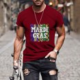 thumbnail image 1 of Qertyioot Hommes Été Col Rond Carnaval Imprimé Casual Manches Courtes Regular Fit Top, 1 of 3