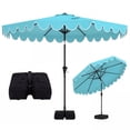 thumbnail image 1 of Gymax 10 FT Outdoor Umbrella w/ Weighted Base Sandbags Push Button Tilt & Crank Patio Turquoise, 1 of 7
