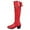 Red, variant on Women's Mid-Calf Boots Low Heel Round Toe Back Lacing for Fall and Winter Comfort and Style