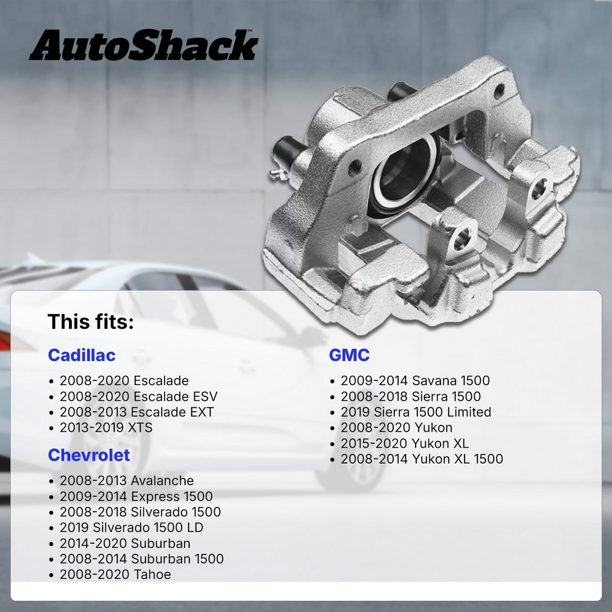 AutoShack Front Brake Caliper for Chevrolet & GMC, Silverado 1500 2008-2018 Sierra 1500 2008-2018 Tahoe 2008-2020 Yukon 2008-2020, 4WD RWD AWD V6 4.3L V8 4.8L 5.3L 6.0L 6.2L, Right