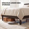 thumbnail image 4 of Queen Size Mid-Century Wood Platform Bed Frame with Slatted Headboard, No Box Spring Needed, Walnut, 4 of 9
