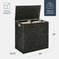 thumbnail image 3 of Best Choice Products Large Natural Water Hyacinth Double Laundry Hamper Basket w/ 2 Liner Bags, Handles - Black, 3 of 9