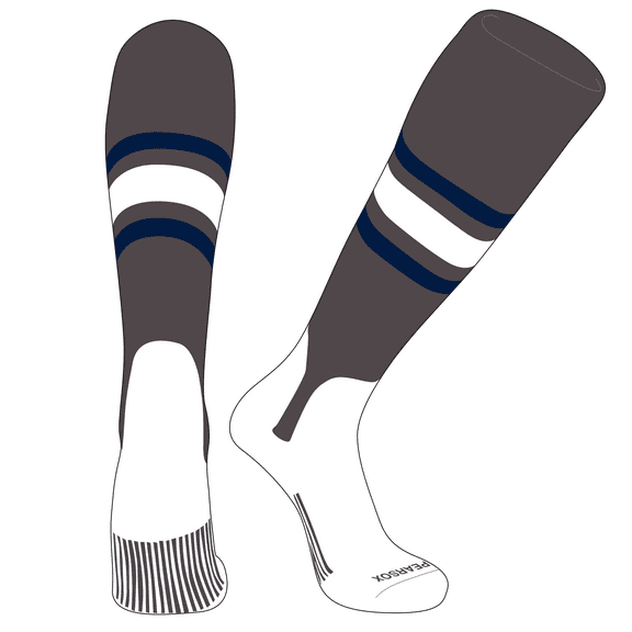 PEAR SOX OTC Baseball Softball Stirrup Socks (B, 5in) Graphite, Navy, White (XS)