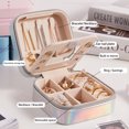 thumbnail image 4 of Walbest Double Layer Jewelry Box with Mirror, Waterproof Removable Bulkhead Storage Cortex Box Portable Jewelry Display Mini Storage Case, 4 of 7