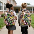 thumbnail image 3 of SCRAWLGOD Stars Dinosaur Pattern School Backpack for Boys Girls Backpack for Kids Teens Elementary Middle School 17 inch Portable Knapsack with Padded Strap, 3 of 7