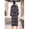 thumbnail image 4 of GFDYREE Men's Warm Fleece Robe with Hood, Plaid Big and Tall Bathrobe, 4 of 7
