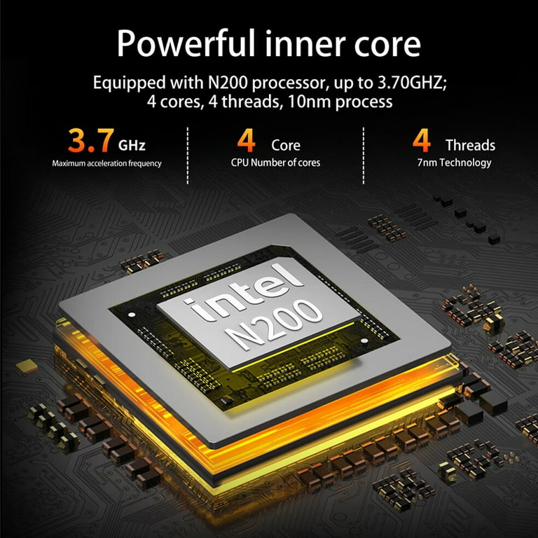 PTZZHEDM Mini PC Intel N200, 16GB LPDDR5/512GB M.2 SSD, 7