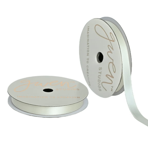 Gwen Studios 3/8" Cream Satin Ribbon, 7 Yards