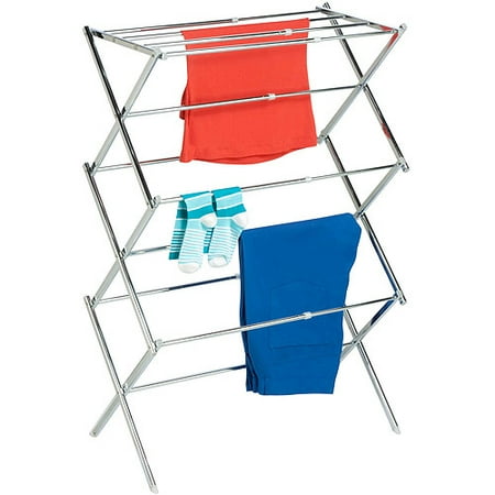 Honey Can Do Folding Wood Accordion Drying Rack, Chrome