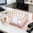 thumbnail image 6 of Rourlinge Wrought Iron Mesh Sticky Notes Holder, Desktop Memo Pad Organizer Basket, Small Paper Clip Tray for Office Desk Accessories, Openwork Grid Storage, 6 of 7