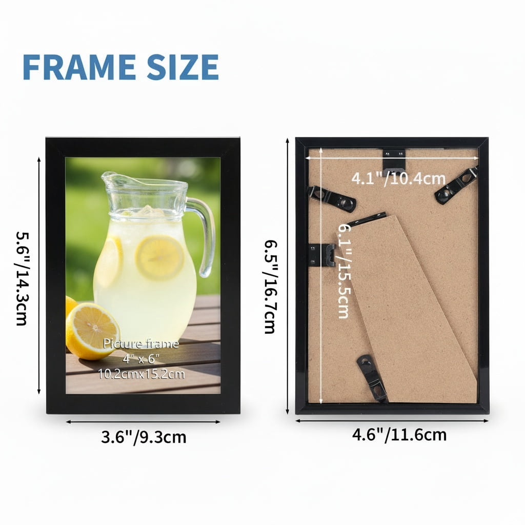 Black 4x6 Picture Frames for Wall Mounted and Tabletop Display, 18 Pack