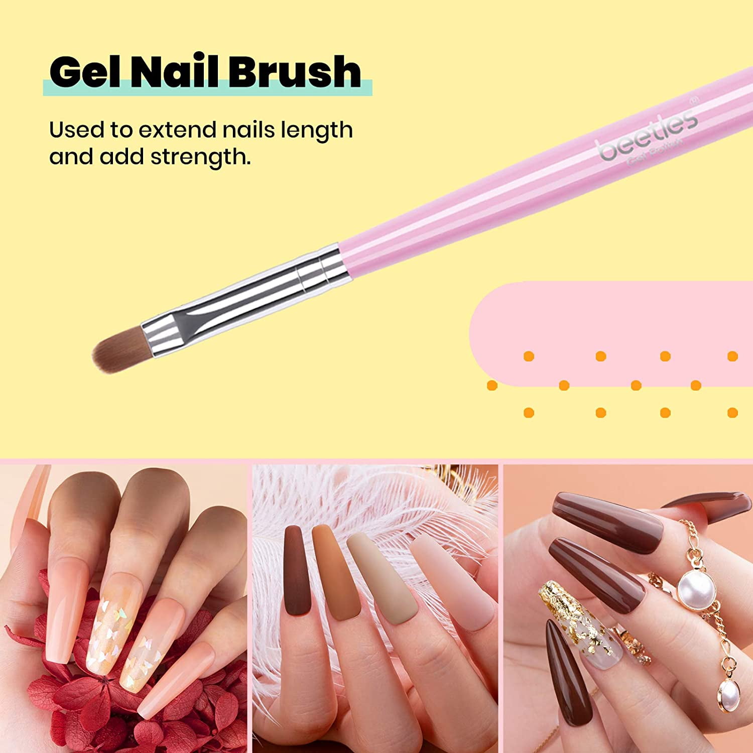 Nail Art Brushes, TEOYALL Nail Design Painting Brushes Builder Gel Brush  Nail Dotting Tools Nail Fine Liner Brushes