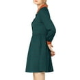 thumbnail image 5 of MODA NOVA Junior's Plaid Long Sleeve Point Collar a-Line Shirt Dress Dark Green M, 5 of 6