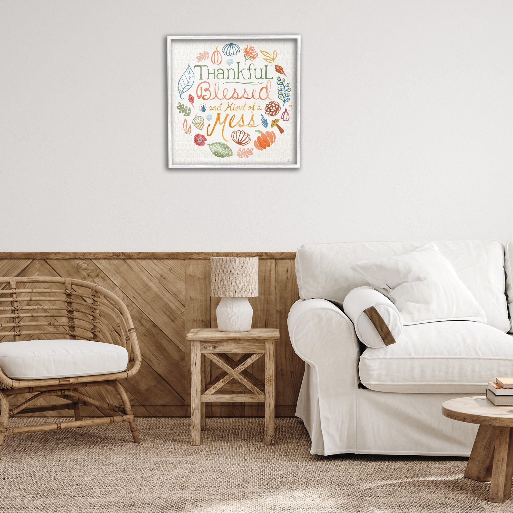 Stupell Industries Kind Of A Mess Autumnal Holiday Painting White Framed Art Prints Wall Art, 24 x 24