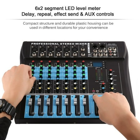 Live Sound Console - CT8 8 Channel Professional Stereo Mixer Live USB Studio Audio Sound Console