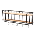 thumbnail image 2 of Baxton Studio Jaron Modern Industrial Oak Finished Wood and Black Finished Metal 2-Tier Entryway Wall Mounted Key and Coat Hanger, 2 of 4