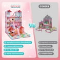 thumbnail image 6 of JoyStone Play Dollhouse with Doll Toy Figures, 14 Rooms Furniture and Colorful Lights, Creative Doll House Gift for Girls Ages 3+, Assemble Required, Pink, 6 of 15