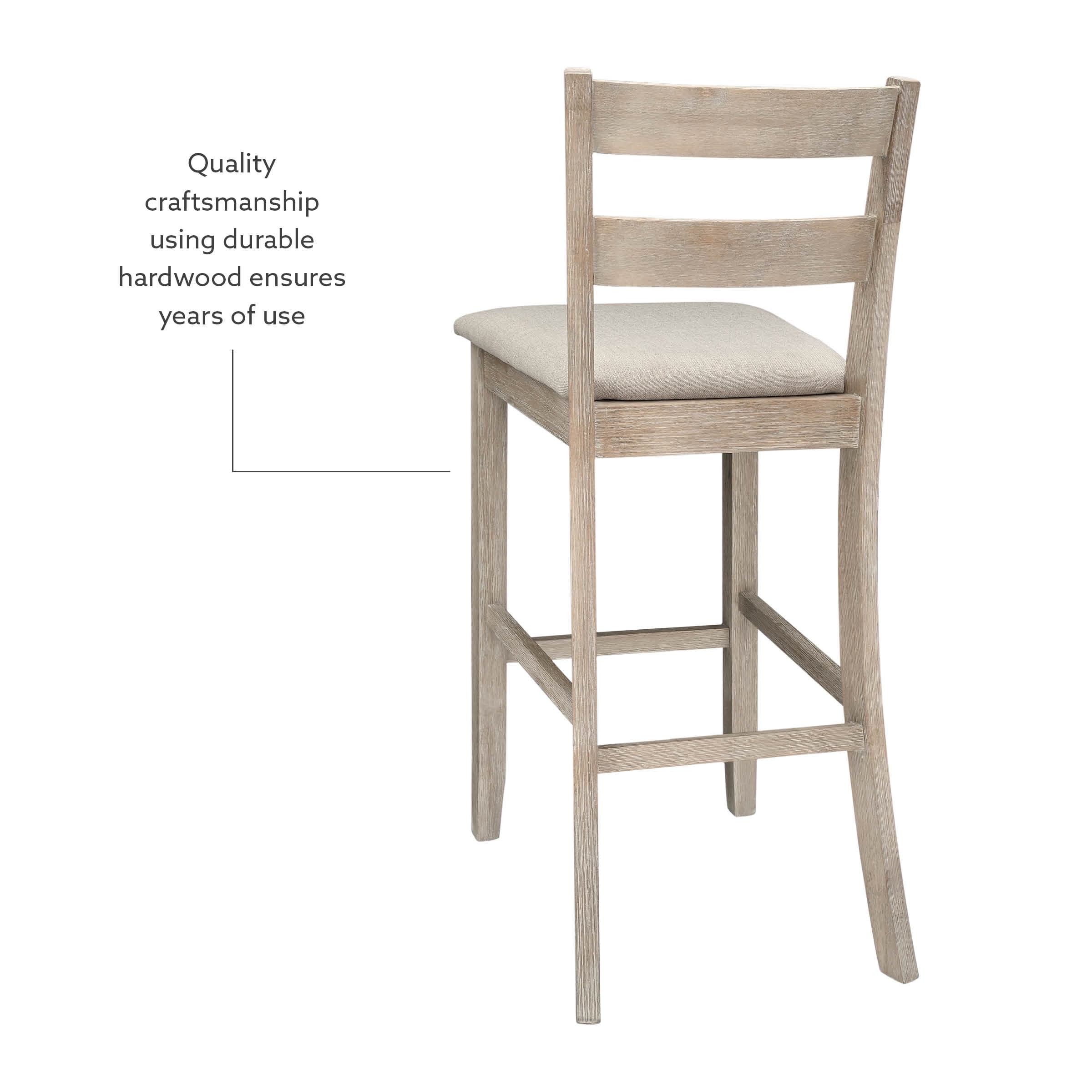 Linon Sorenson 31" Indoor Soho Bar Stool, Graywash/Beige
