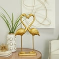 thumbnail image 2 of 15" x 24" Gold Polystone Flamingo Sculpture, by DecMode, 2 of 7