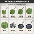 thumbnail image 3 of Nuwave 13pc Lux Pots and Pans Set Ultra Nonstick, Healthy G10 Duralon Ceramic Coating Forged Lightweight Cookware Set, Stay-Cool Handles, Works on All Cooktops & Oven, Avocado, 3 of 8
