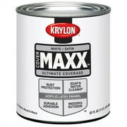 Krylon COVERMAXX Acrylic Latex Enamel, Satin, White, 1 Quart