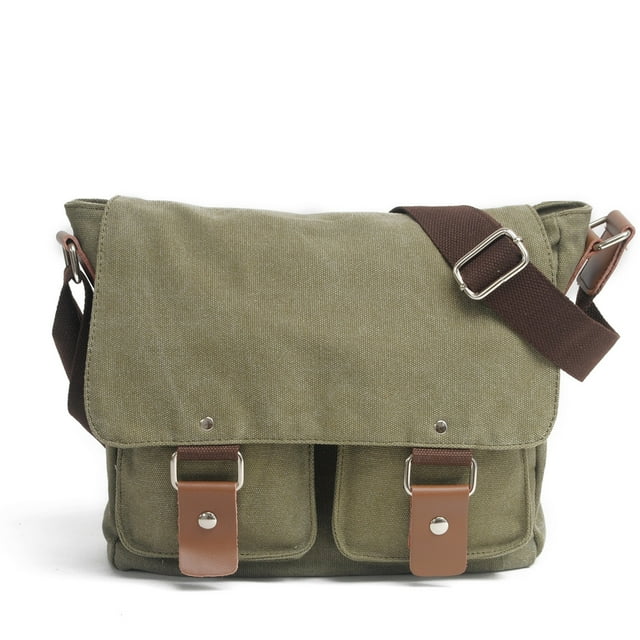 Compatible/replacement Vintage Waterproof Canvas Leather Trim DSLR SLR Shock-proof Camera Shoulder Messenger Bag (Brown) Green 01