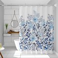 thumbnail image 1 of Waterproof shower curtain blue and white porcelain single curtain without rod width 200*height 200 (with hanging ring), 1 of 1