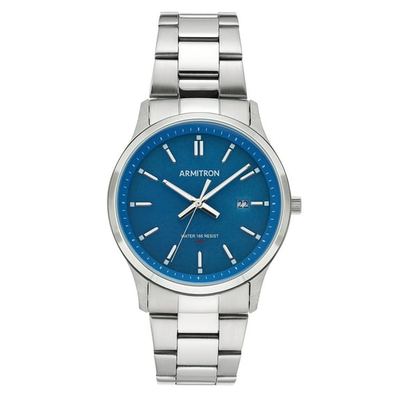 Armitron Men's Dress Watch with Blue Round Dial and Silver Tone Bracelet
