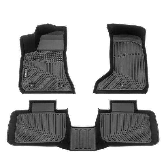 Ikon Motorsports 3D TPE Floor Mats Compatible With 2011-2023 Dodge Charger AWD Chrysler 300 AWD Black 3D Molded All Weather Car Carpets 1st 2nd Row Front Rear Protector Liner 3PC Set