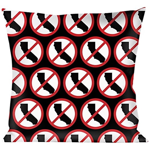 Buckle-Down Throw Pillow - Anti-California Logo Black Red White