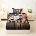 thumbnail image 5 of Manfei Rustic Kitten Twin Sheets, Patriotic US Flag Bedding, Brown, 3-Piece, 1 Flat Sheet, 1 Fitted Sheet and 1 Pillowcase, 5 of 6