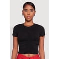 thumbnail image 2 of Women's Ruched Crew Neck Cropped Tee, 2 of 5