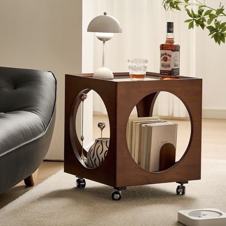 Chinese ancient style sofa side table home living room back and forth mobile coffee table simple mini corner table storage cabinet