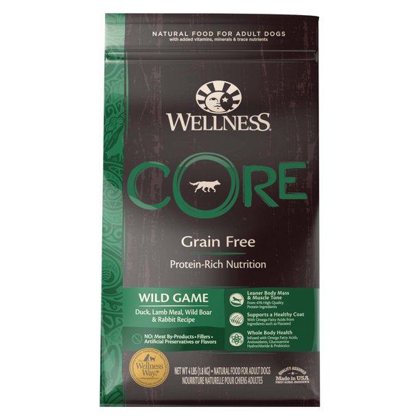 Wellness CORE Natural Grain Free Dry Dog Food, Wild Game Duck, Turkey