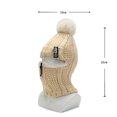 thumbnail image 2 of JM 1 gorro de punto de lana con gorro de esquí, a prueba de viento, invierno, exterior, bufanda siamesa gruesa, beige JM, 2 of 3