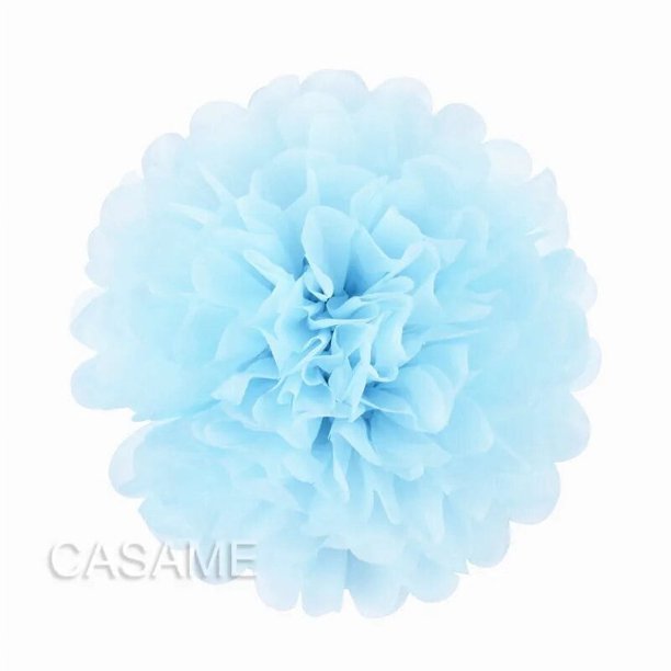 5 pompones de papel de seda, guirnalda de flores, decoración de boda, bricolaje, bolas de flores de papel, decoración para fiesta de cumpleaños, baby shower, azul claro, 10 pulgadas (25 cm)
