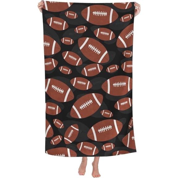 52x32in Brown and Black Football Beach Towel Quick Dry Bath Towels for Bathroom Soft Sand Free Beach Towels Summer Essentials Travel Swimming Decor Gifts for Men Boys