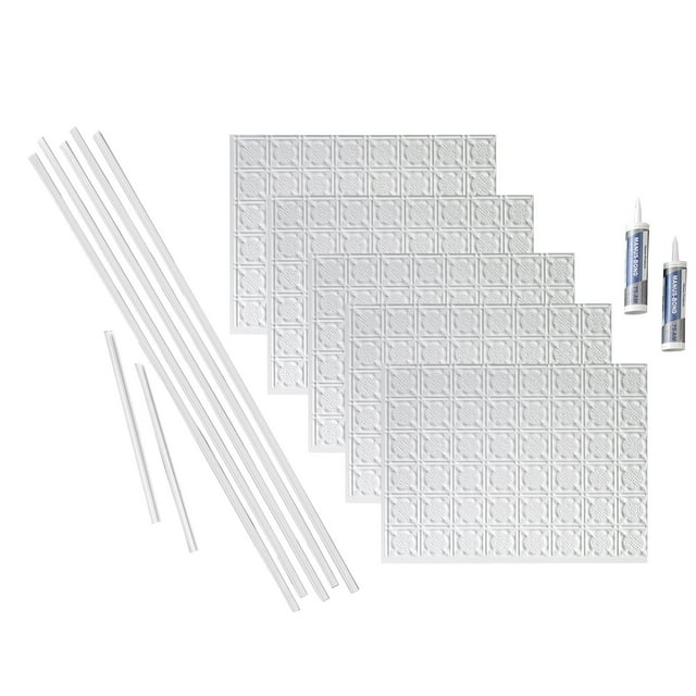 FASÄDE Traditional Style 6 Decorative Vinyl Backsplash 15 sq ft Kit in Matte White