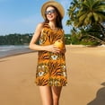 thumbnail image 3 of Vsdgher Robes d'Été Imprimé Tigre pour Femmes Robe de Plage Décontractée Col en U Sans Manches Robe d'Été Ample avec Poche, 3 of 7